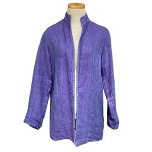 Eileen Fisher Jacket Women's PS Petite Small Purple Open Front 100% Irish Linen